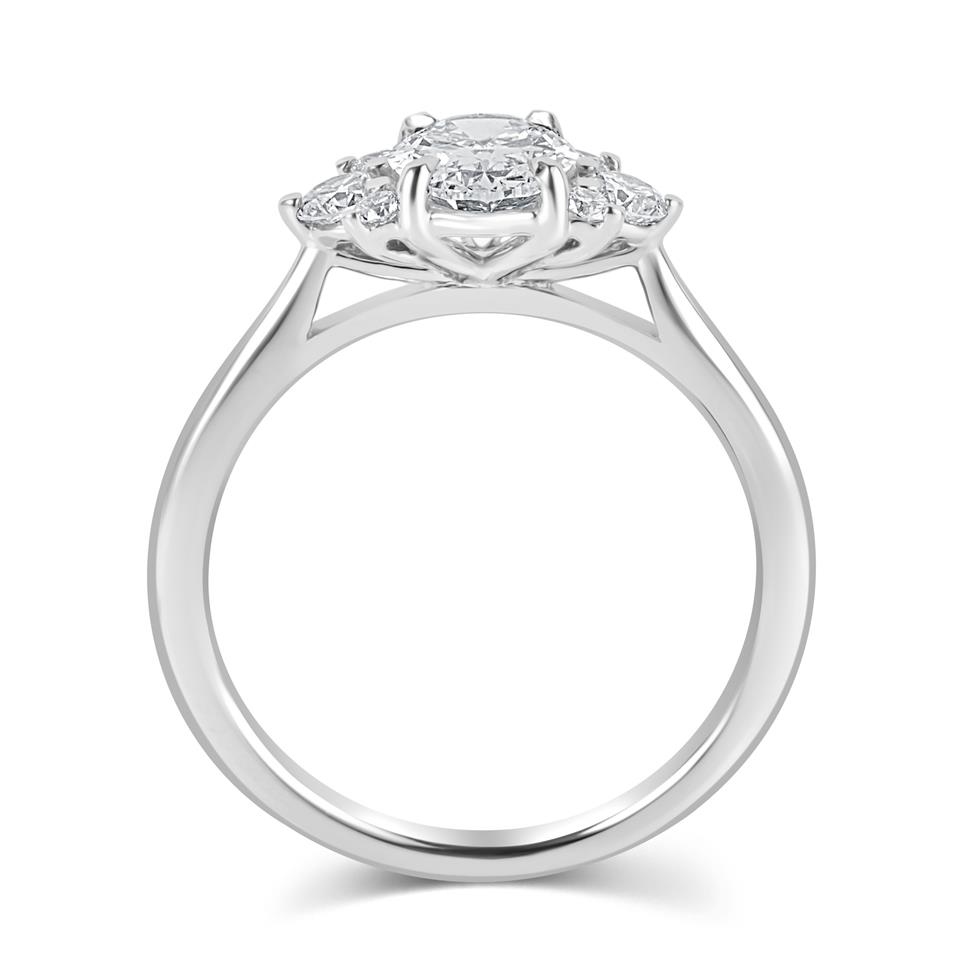 Platinum Oval and Round Diamond Engagement Ring Thumbnail Image 2