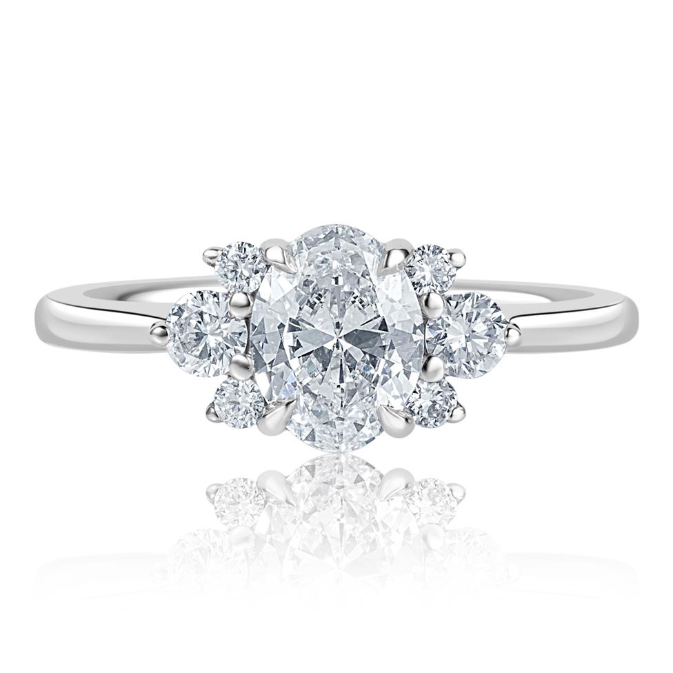 Platinum Oval and Round Diamond Engagement Ring Thumbnail Image 1