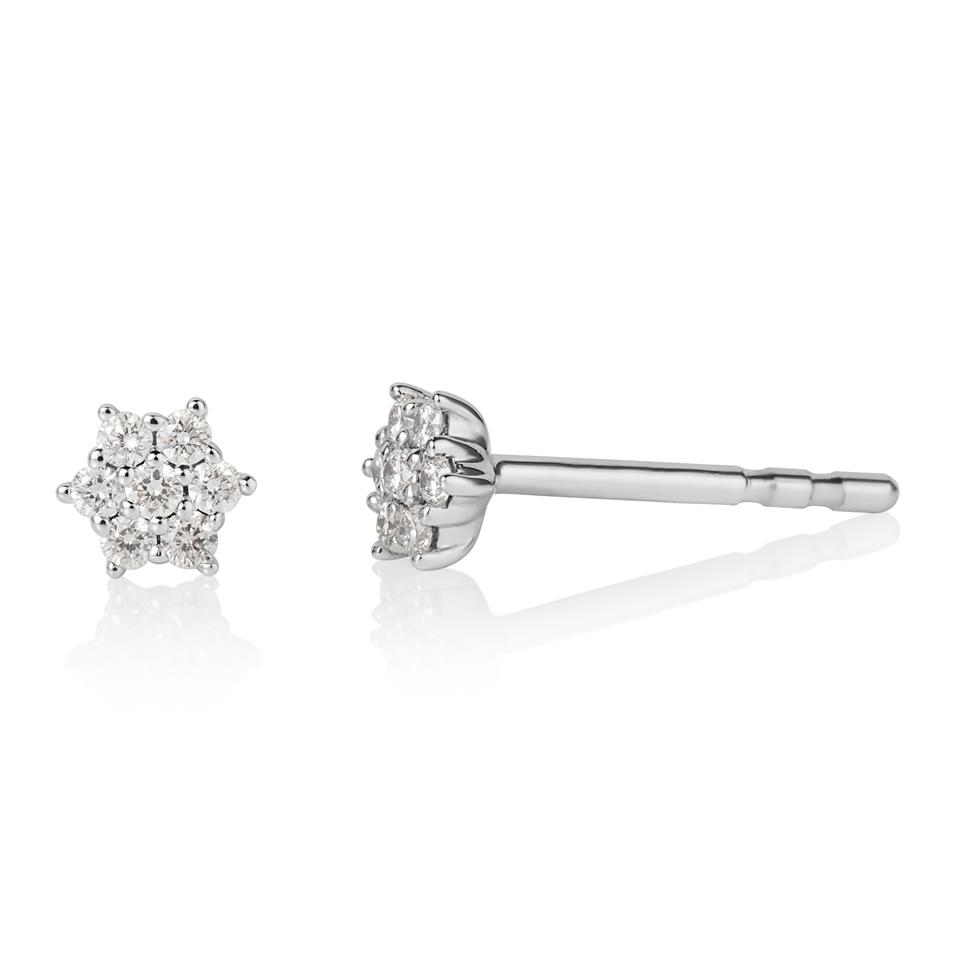 18ct White Gold Diamond Cluster Earrings Thumbnail Image 0