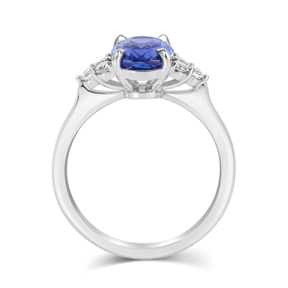 Platinum Oval Sapphire and Diamond Dress Ring Thumbnail Image 2