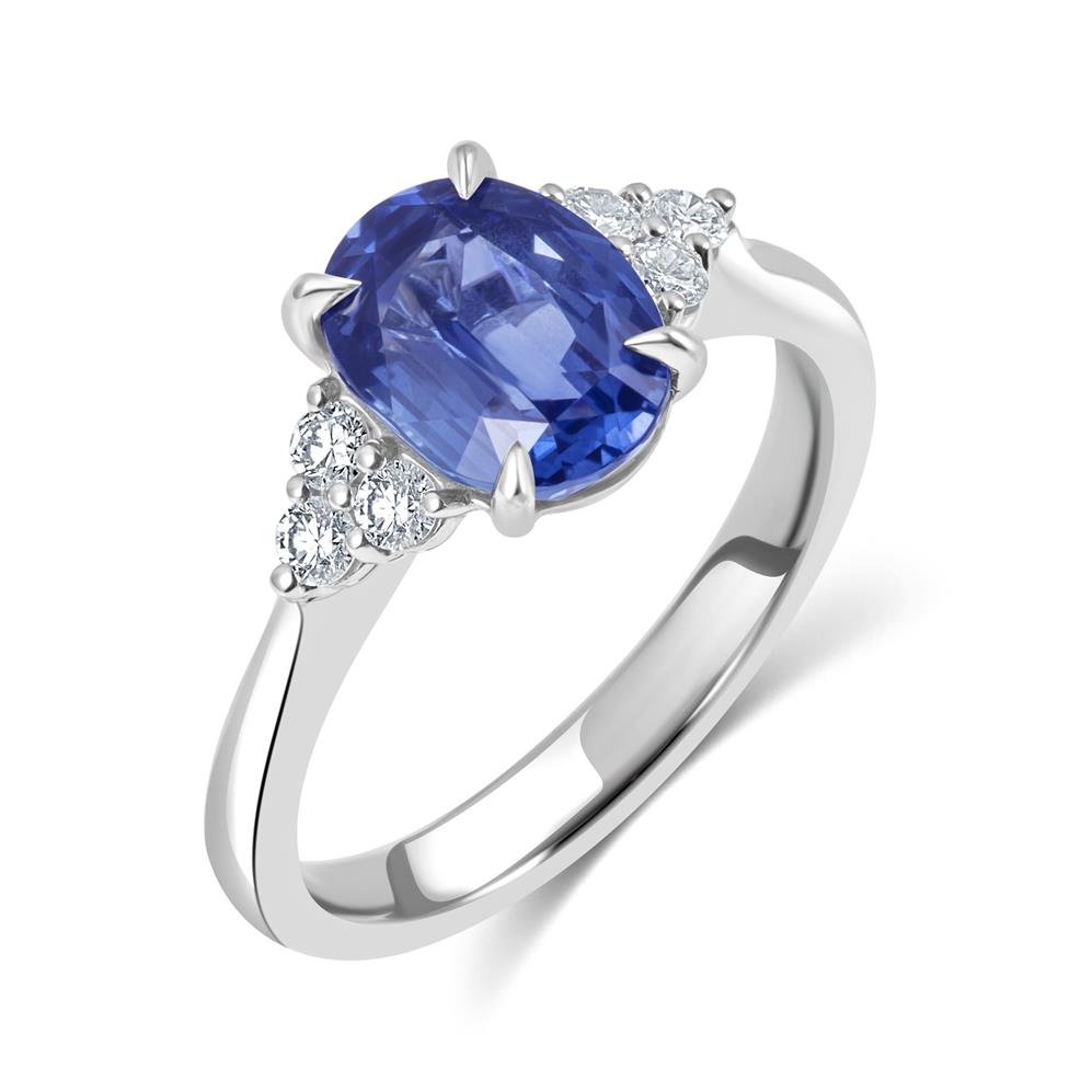 Platinum Oval Sapphire and Diamond Dress Ring Thumbnail Image 0