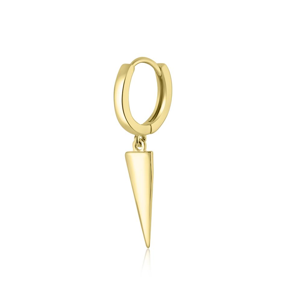 18ct Yellow Gold Single Hoop Earring with Triangle Drop  Thumbnail Image 0