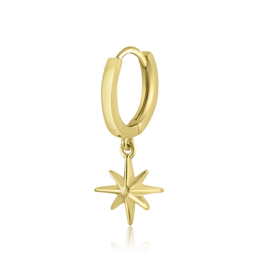18ct Yellow Gold Single Hoop Earring with Star Drop  Thumbnail Image 0