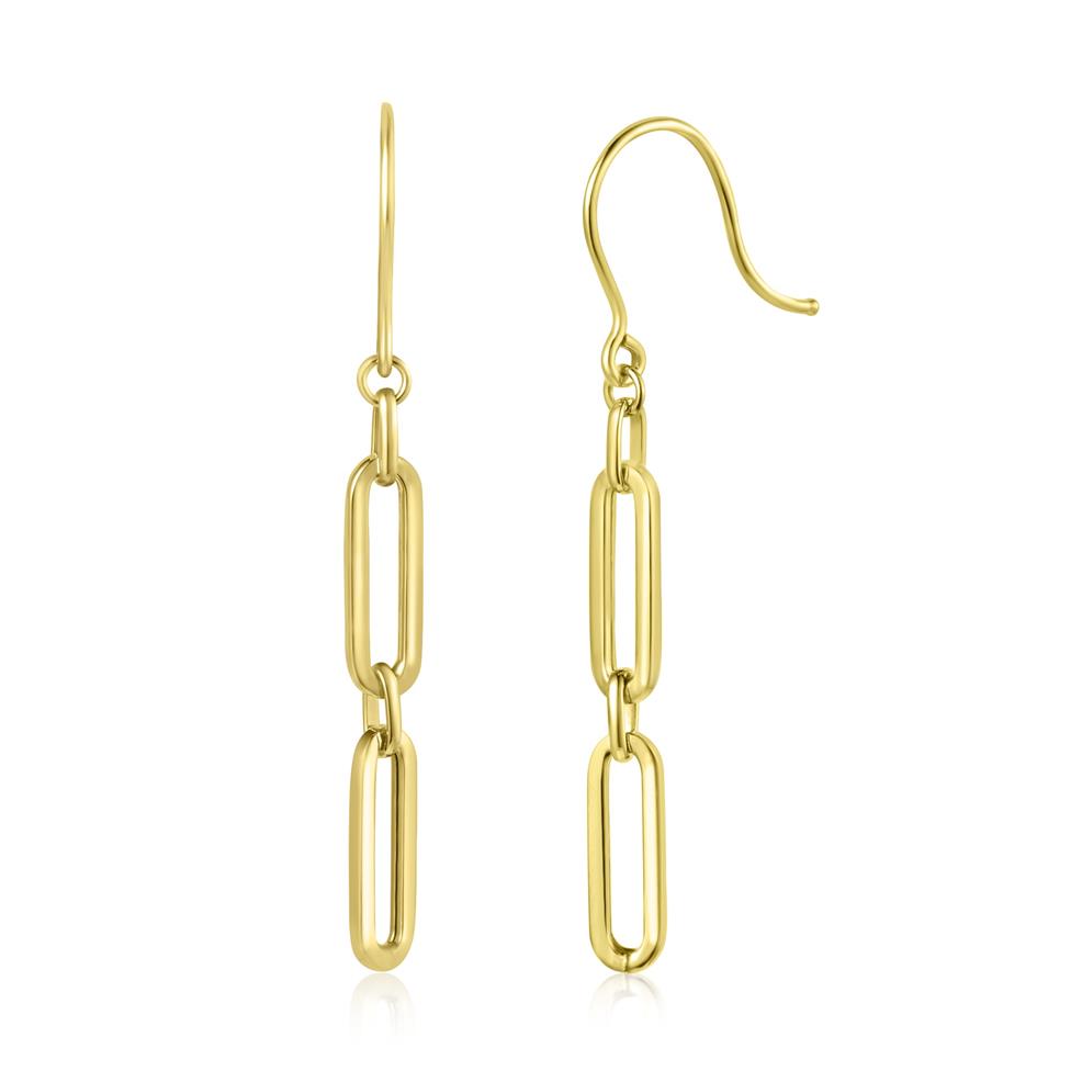 18ct Yellow Gold Paperlink Drop Earrings Thumbnail Image 0