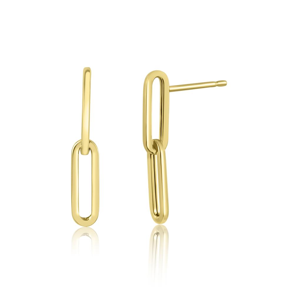 18ct Yellow Gold Paper Link Earrings Thumbnail Image 0