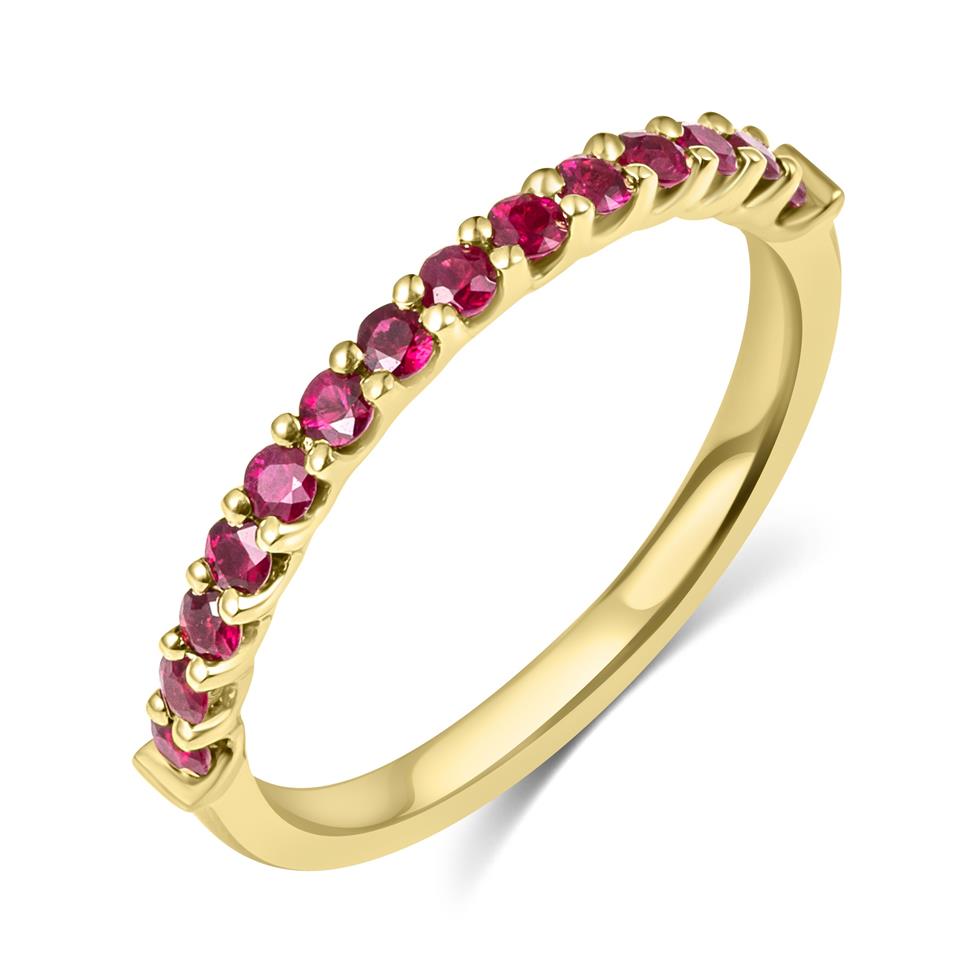 18ct Yellow Gold Ruby Claw Set Half Eternity Ring  Image 1
