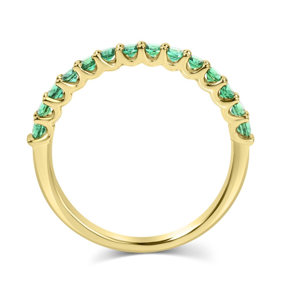 18ct Yellow Gold Emerald Claw Set Half Eternity Ring  Thumbnail Image 2