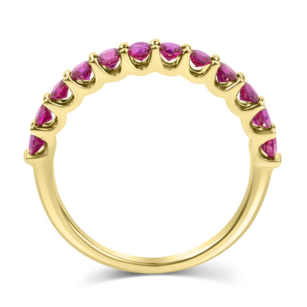 18ct Yellow Gold Ruby Claw Set Half Eternity Ring  Thumbnail Image 2