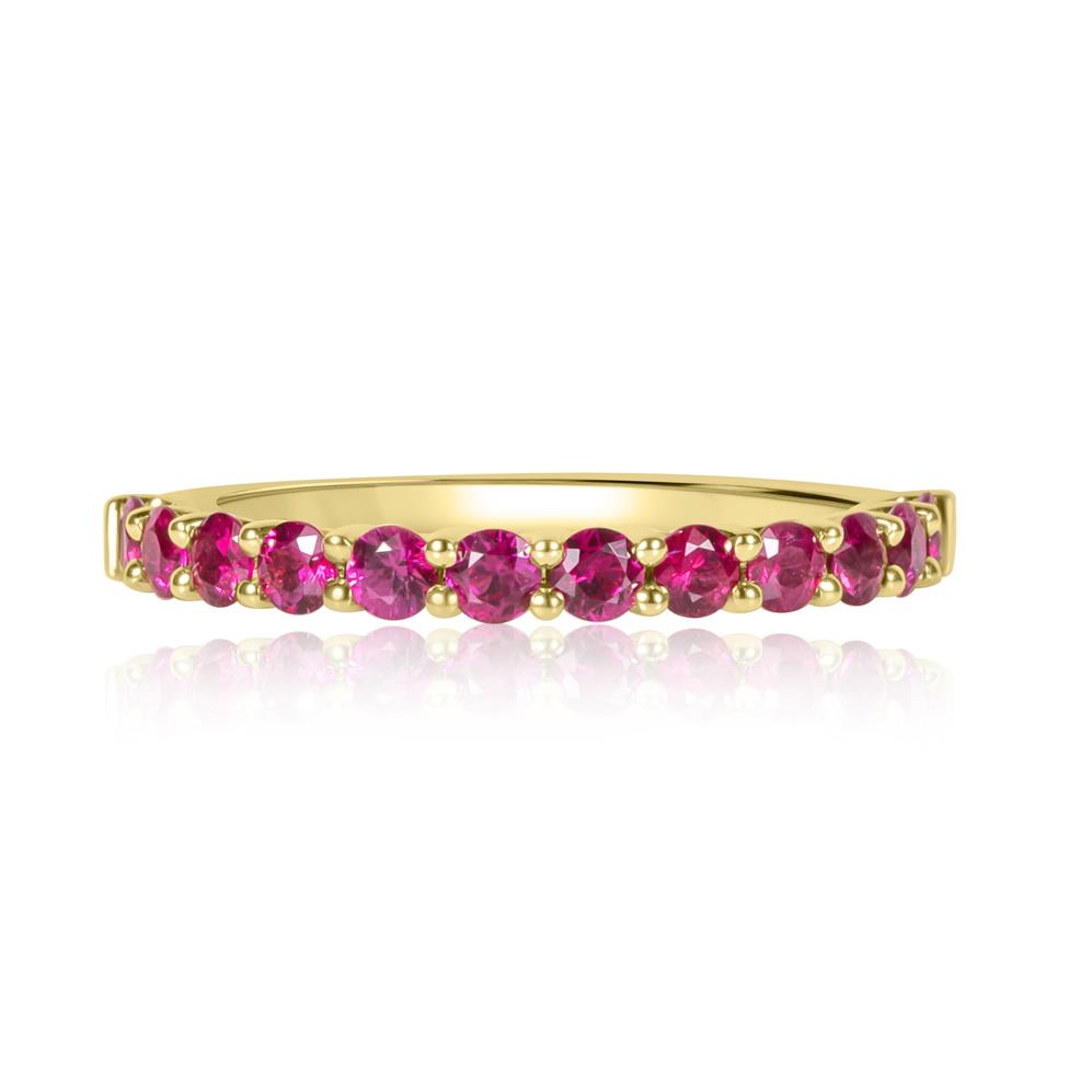 18ct Yellow Gold Ruby Claw Set Half Eternity Ring  Thumbnail Image 1