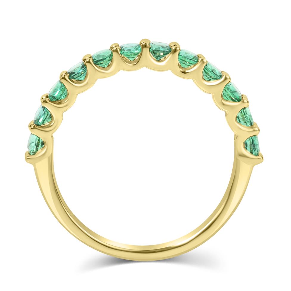 18ct Yellow Gold Emerald Claw Set Half Eternity Ring  Thumbnail Image 2