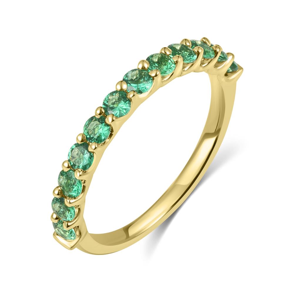 18ct Yellow Gold Emerald Claw Set Half Eternity Ring  Thumbnail Image 0