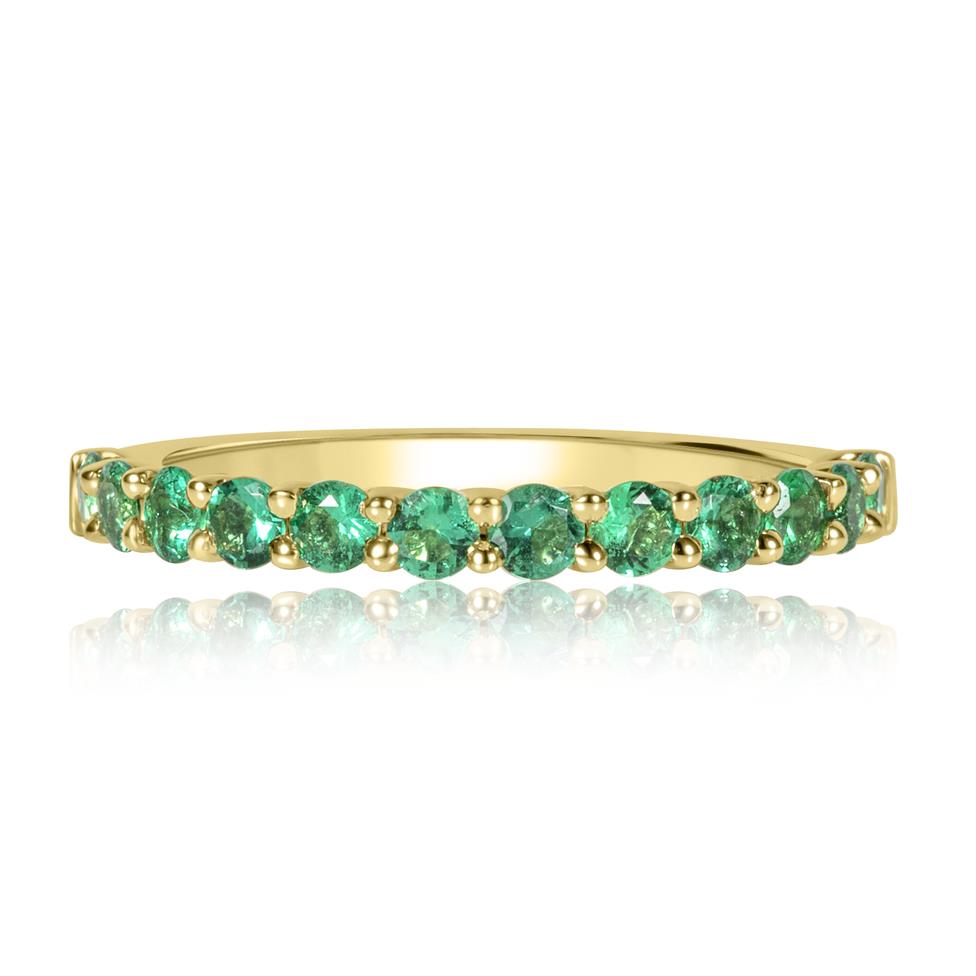 18ct Yellow Gold Emerald Claw Set Half Eternity Ring  Thumbnail Image 1