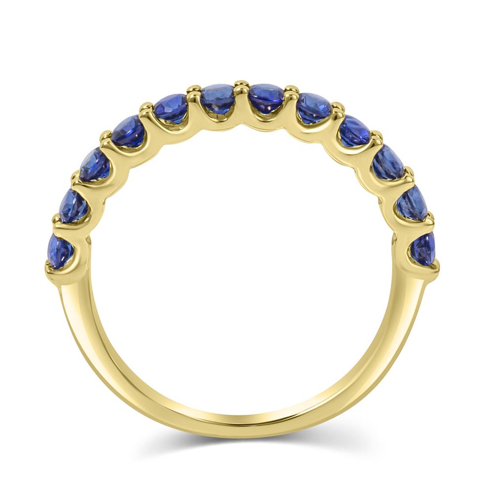 18ct Yellow Gold Sapphire Claw Set Half Eternity Ring  Thumbnail Image 2