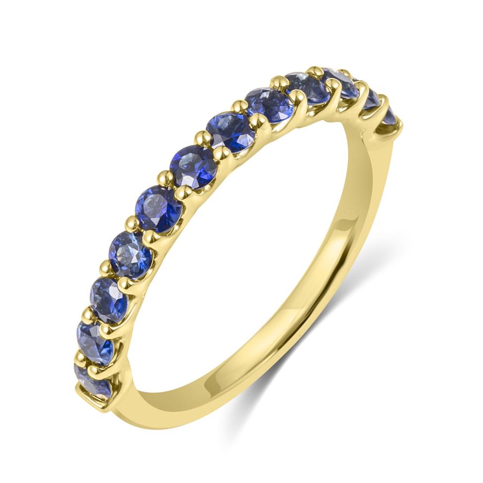 18ct Yellow Gold Sapphire Claw Set Half Eternity Ring  Thumbnail Image 0