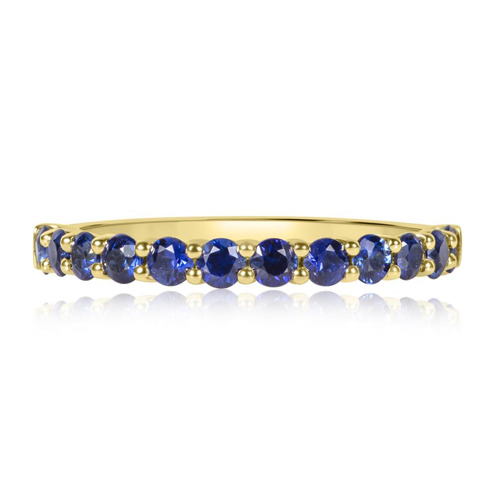 18ct Yellow Gold Sapphire Claw Set Half Eternity Ring  Thumbnail Image 1