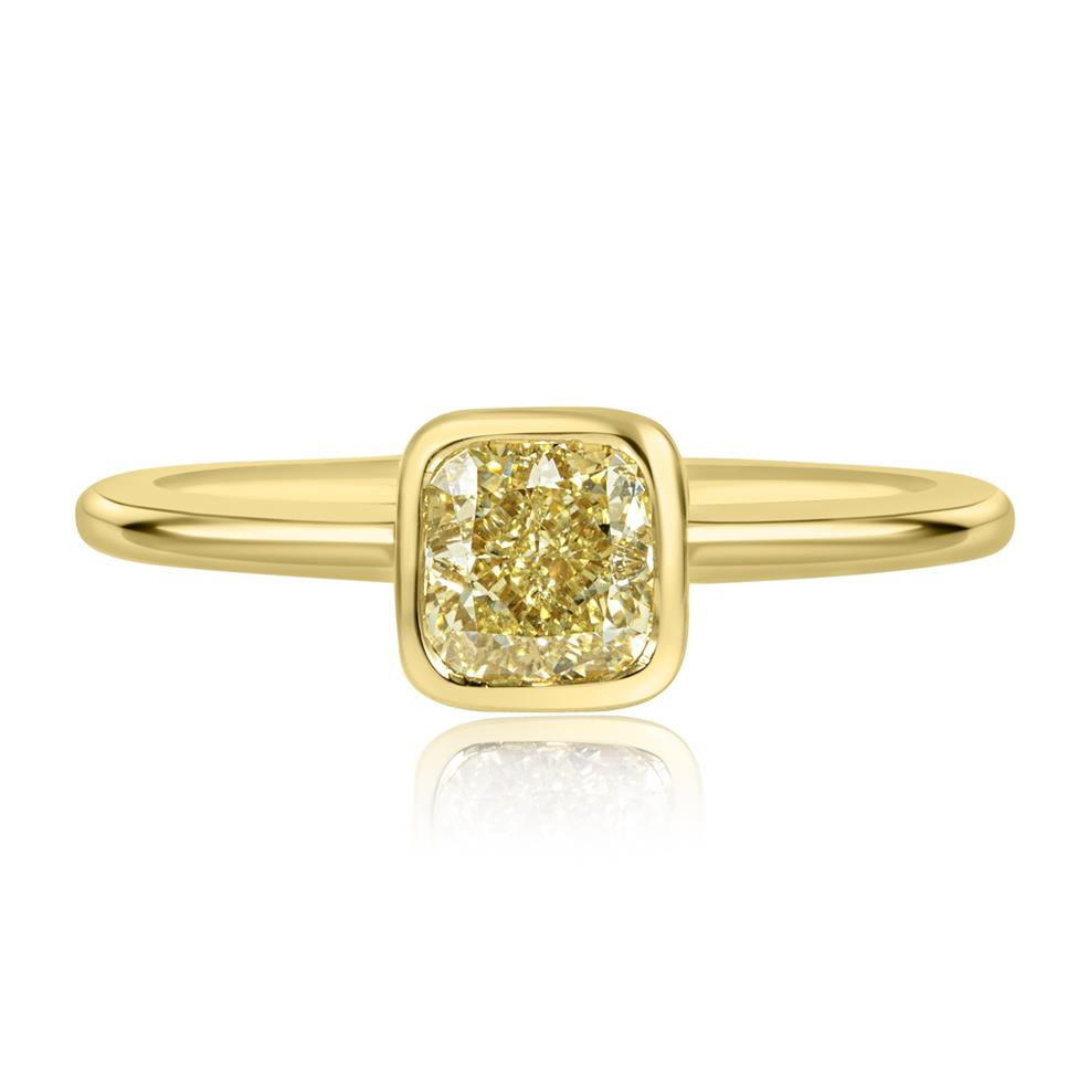 18ct Yellow Gold Yellow Cushion Diamond Engagement Ring Thumbnail Image 1
