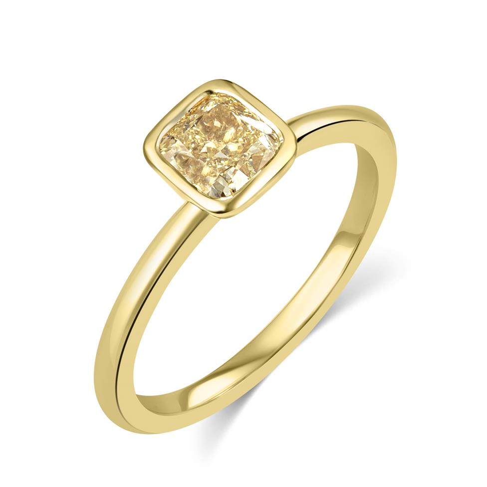 18ct Yellow Gold Yellow Cushion Diamond Engagement Ring Thumbnail Image 0