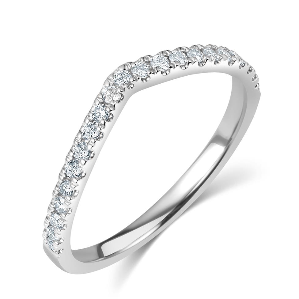 Platinum Wishbone Shaped Diamond Wedding Ring Thumbnail Image 0