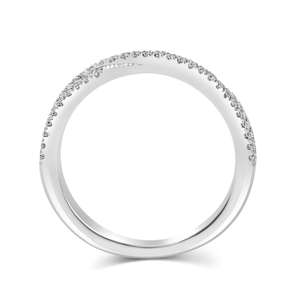 Platinum Crossover Shaped Diamond Wedding Ring Thumbnail Image 2
