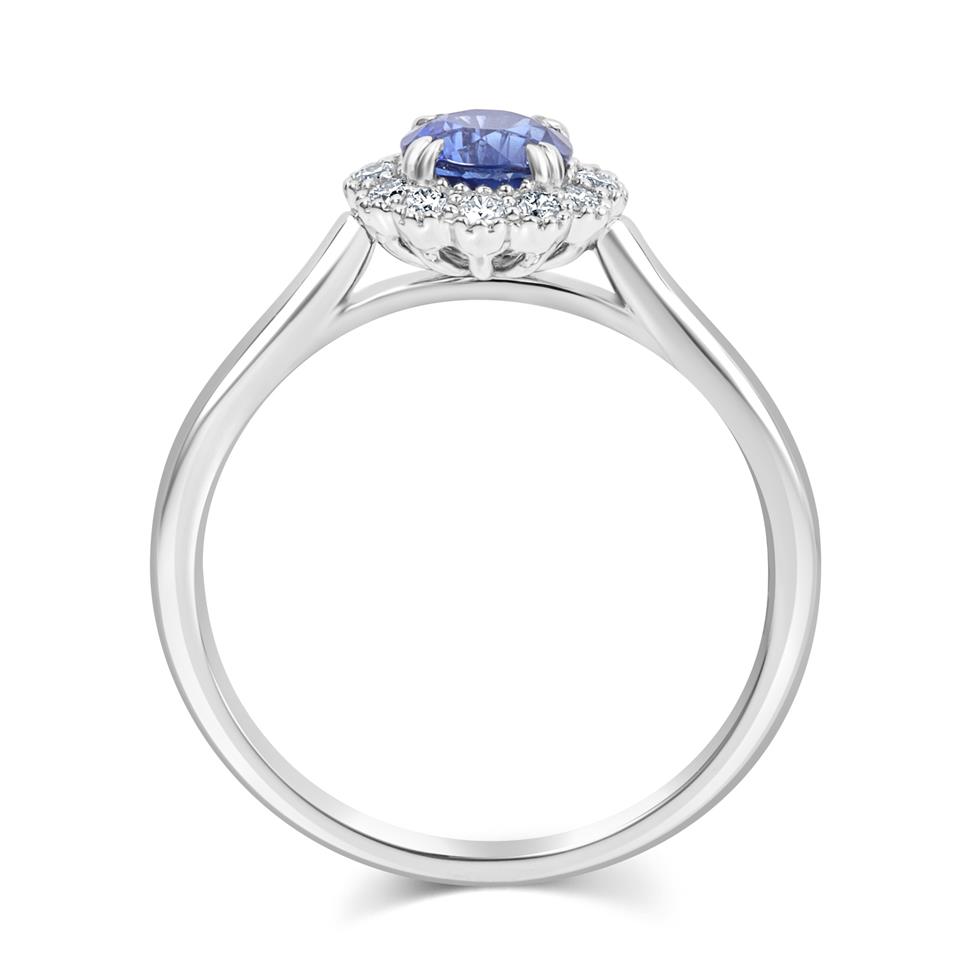 Platinum Vintage Inspired Round Sapphire Halo Ring   Thumbnail Image 2