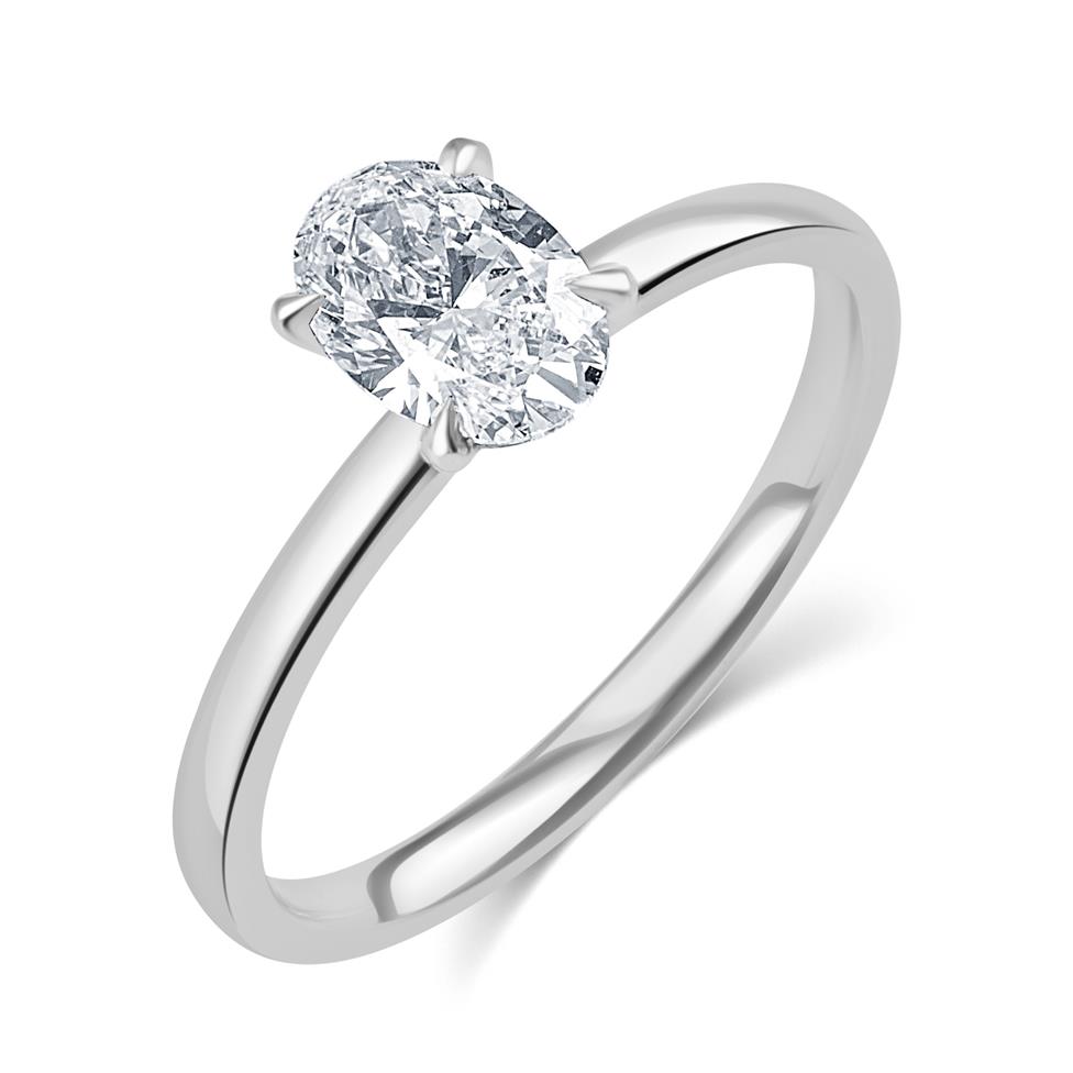 Platinum Oval Diamond Engagement Ring Thumbnail Image 0