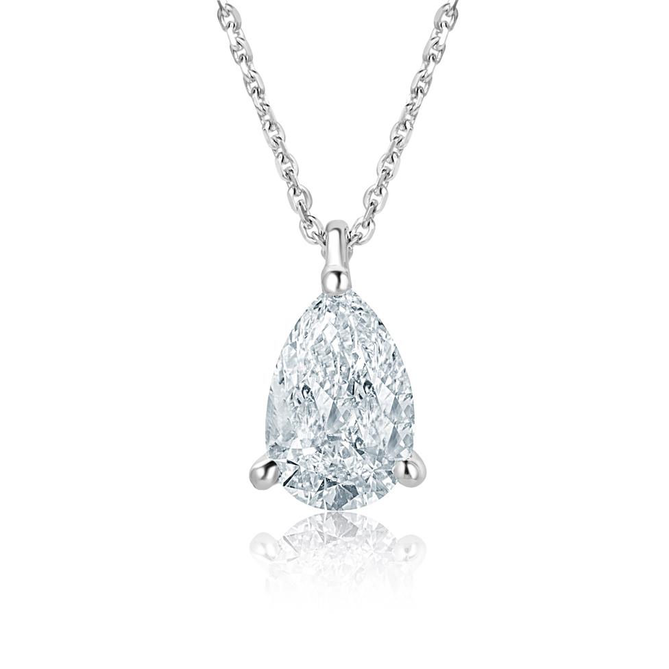 18ct White Gold Pear Diamond Solitaire Necklace 1.00ct Thumbnail Image 0