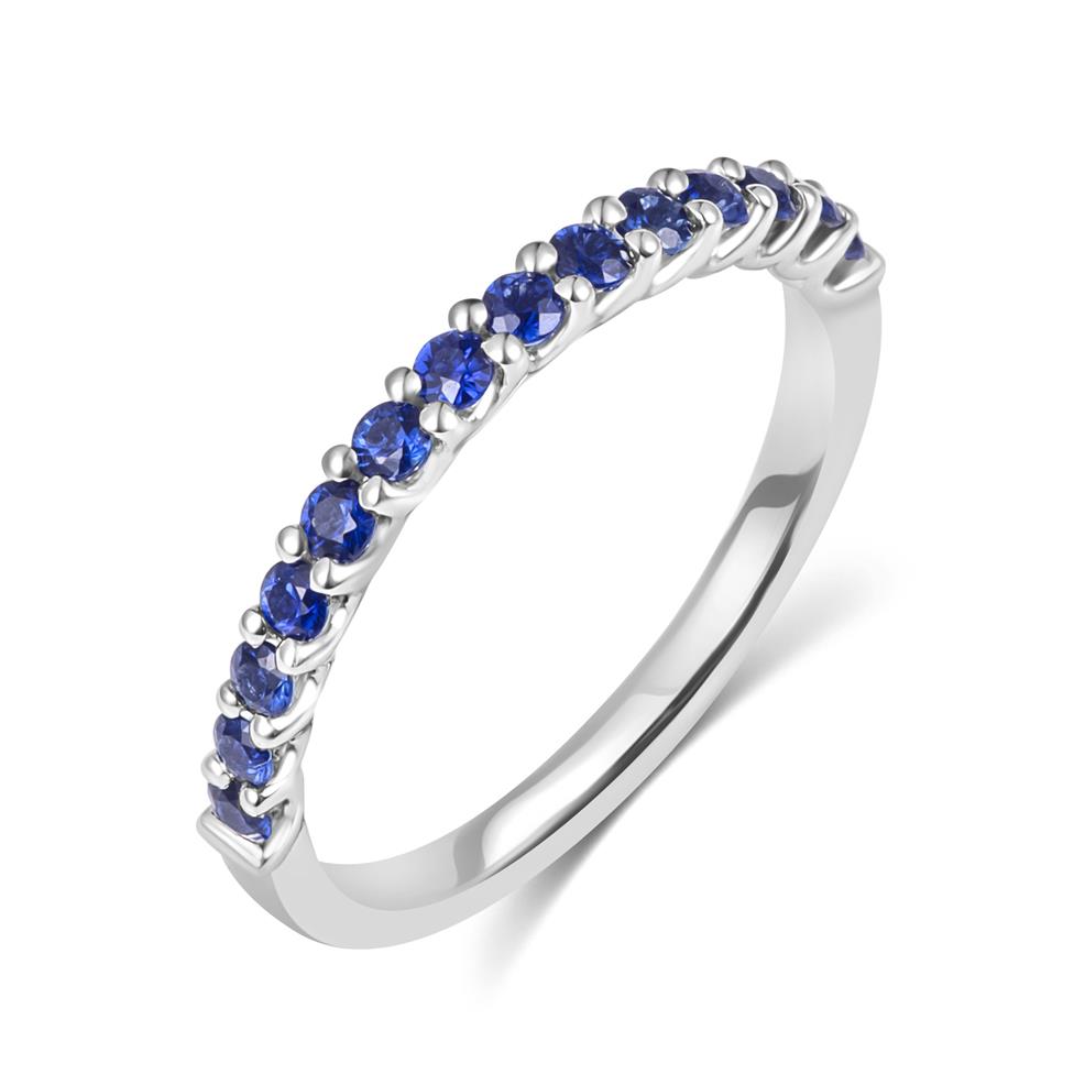 18ct White Gold Sapphire Claw Set Half Eternity Ring  Thumbnail Image 0