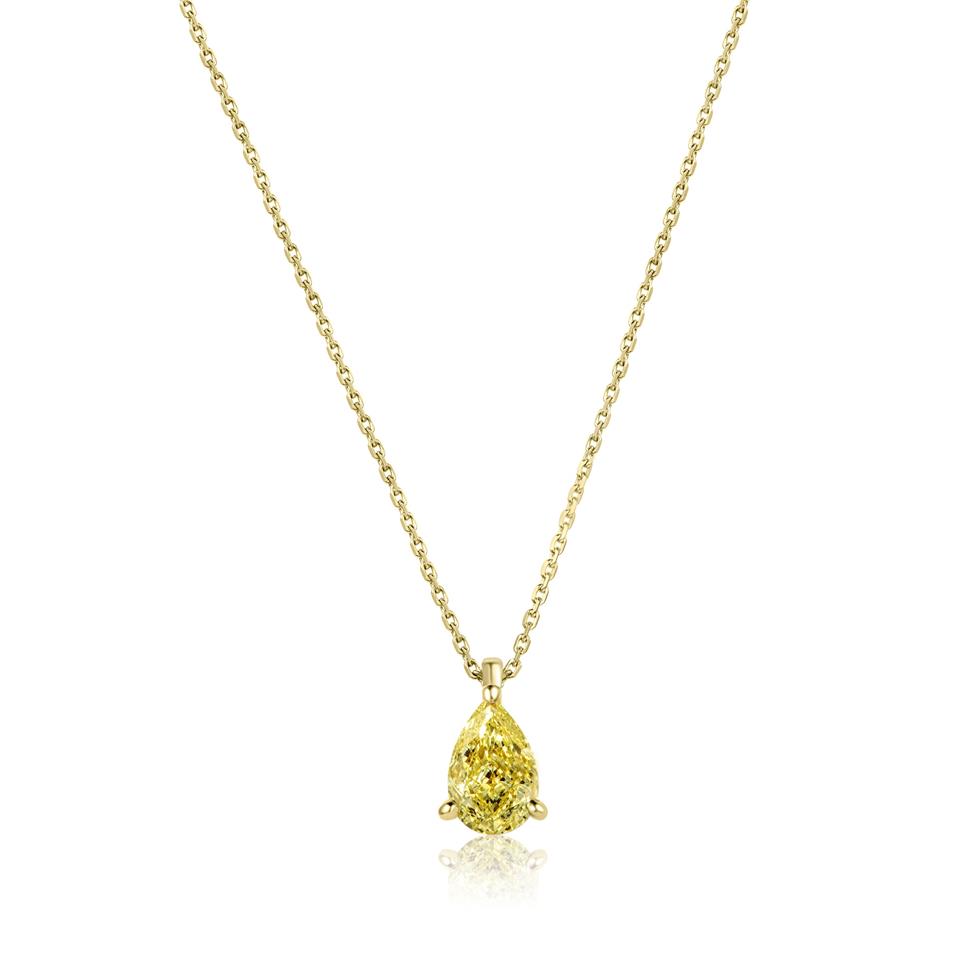 18ct Yellow Gold Pear Solitaire Necklace 0.75ct Thumbnail Image 0