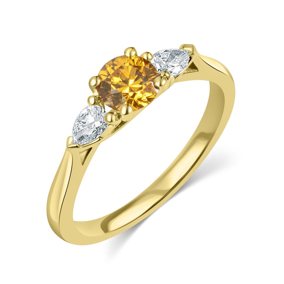 18ct Yellow Gold Fancy Diamond Three Stone Engagement Ring Image 1