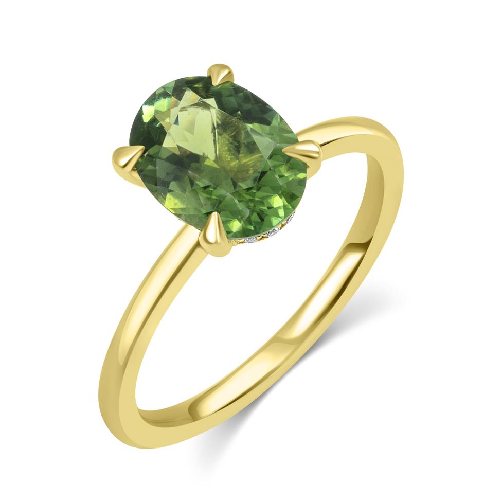18ct Yellow Gold Green Tourmaline Cocktail Ring Thumbnail Image 0
