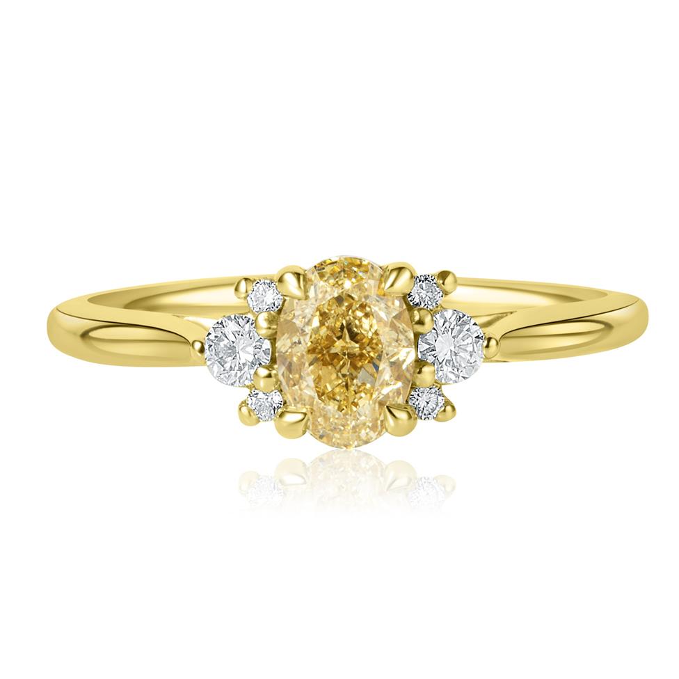 18ct Yellow Gold Oval Champagne Diamond Engagement Ring Thumbnail Image 2