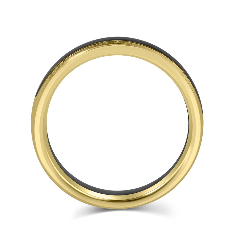 Black Zirconium and 18ct Yellow Gold Wedding Ring Thumbnail Image 2