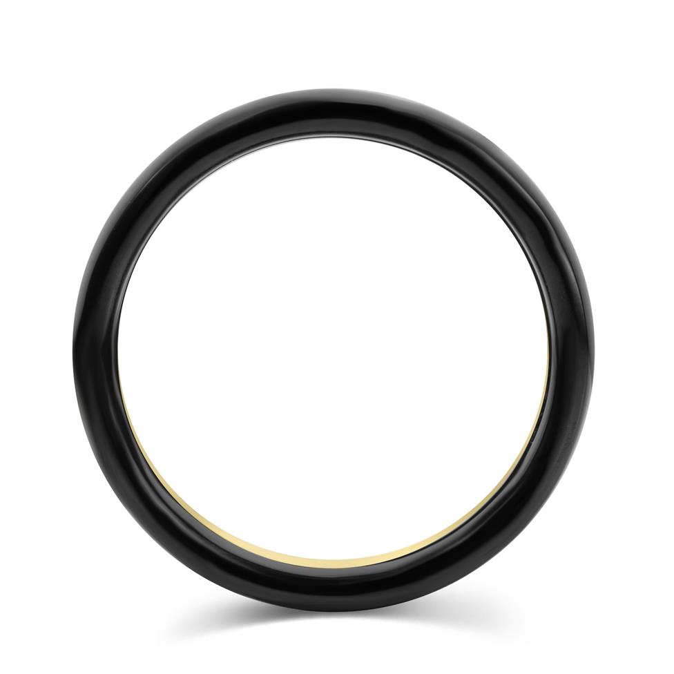 Black Zirconium and 18ct Yellow Gold Offset Wedding Ring Thumbnail Image 2