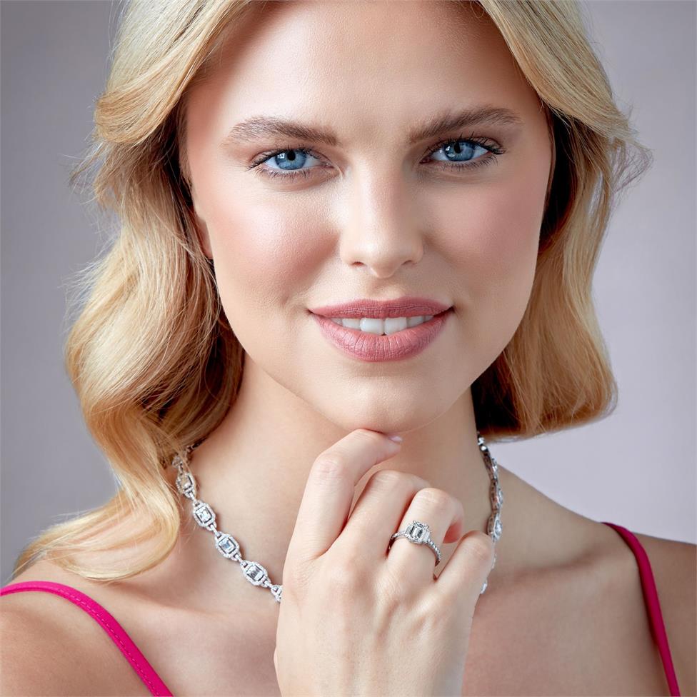 Platinum Emerald Cut Diamond Three Stone Engagement Ring 1.82ct Thumbnail Image 1
