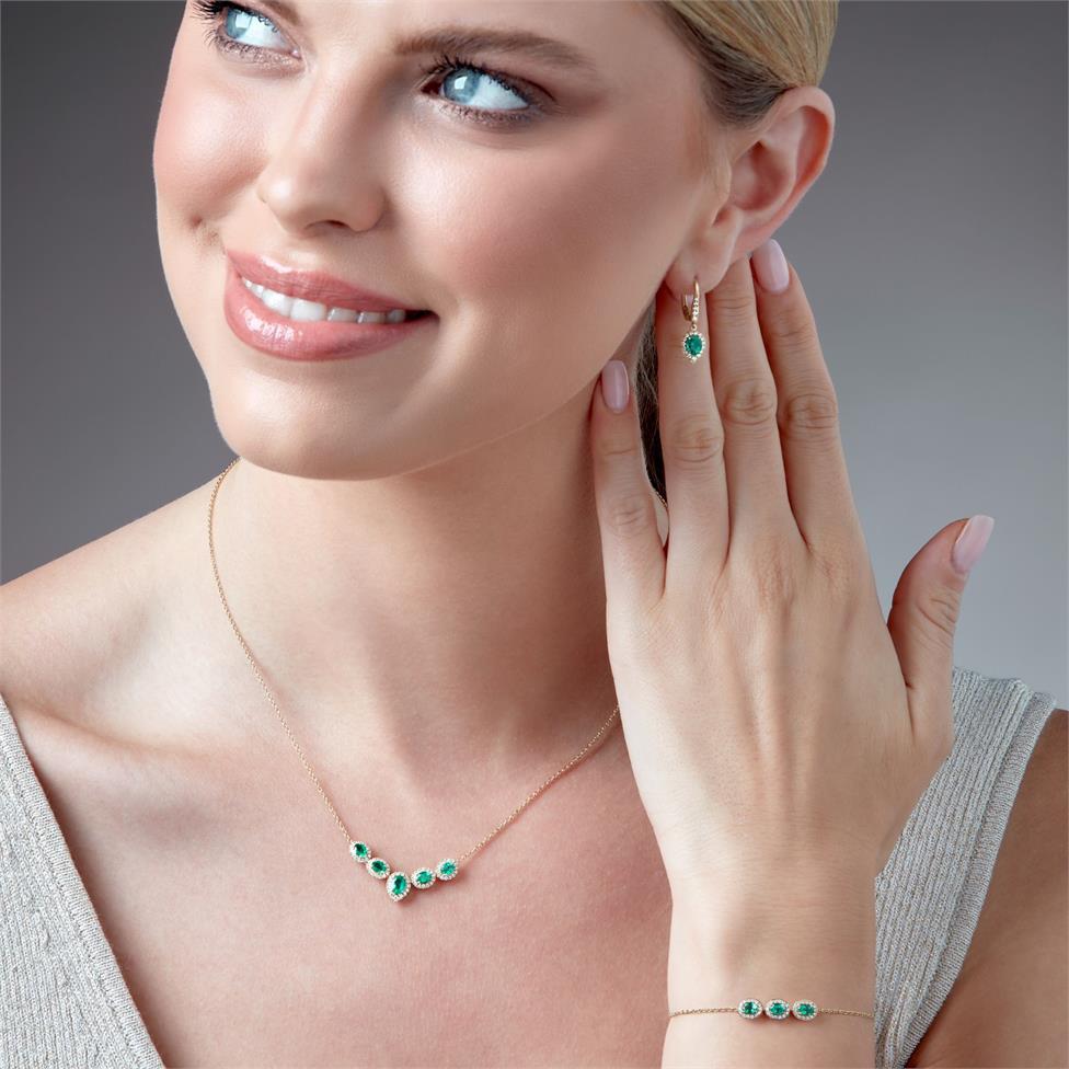 Camellia 18ct Yellow Gold Emerald and Diamond Bracelet Thumbnail Image 1