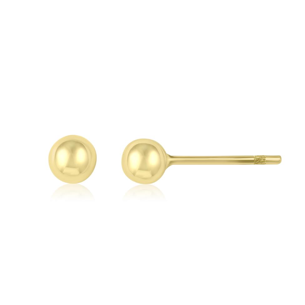 18ct Yellow Gold Ball Stud Earrings 4mm Image 1