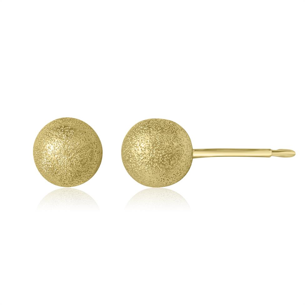 18ct Yellow Gold Shimmer Finish Ball Stud Earrings 6mm Thumbnail Image 0