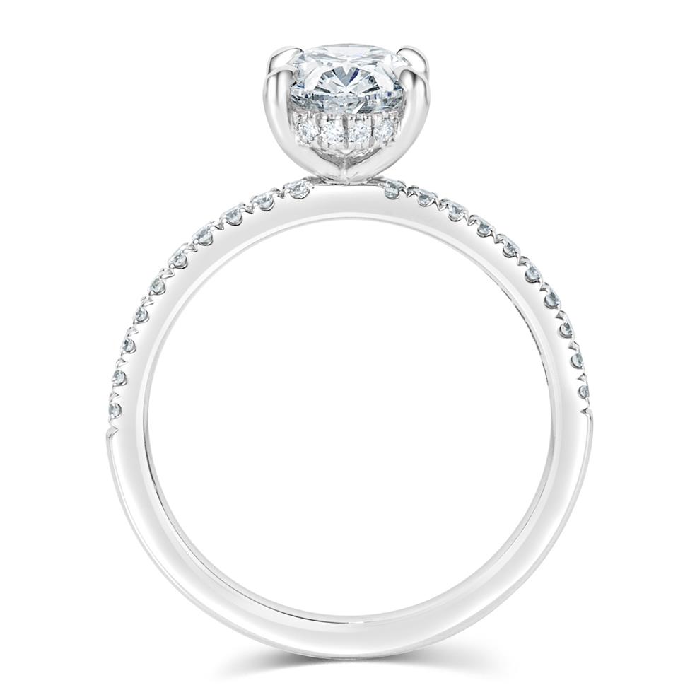Platinum Hidden Halo Oval Diamond Solitaire Engagement Ring Thumbnail Image 3