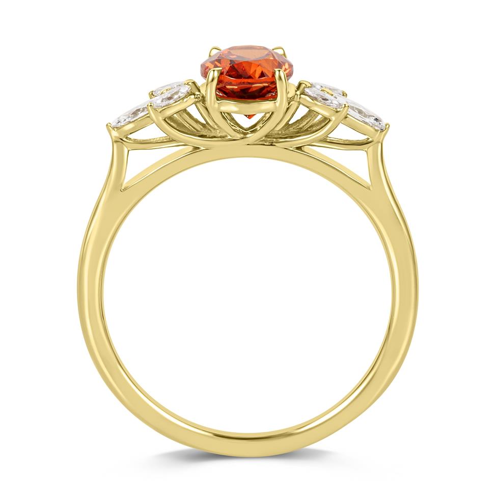 18ct Yellow Gold Mandarin Garnet and Diamond Ring Thumbnail Image 3