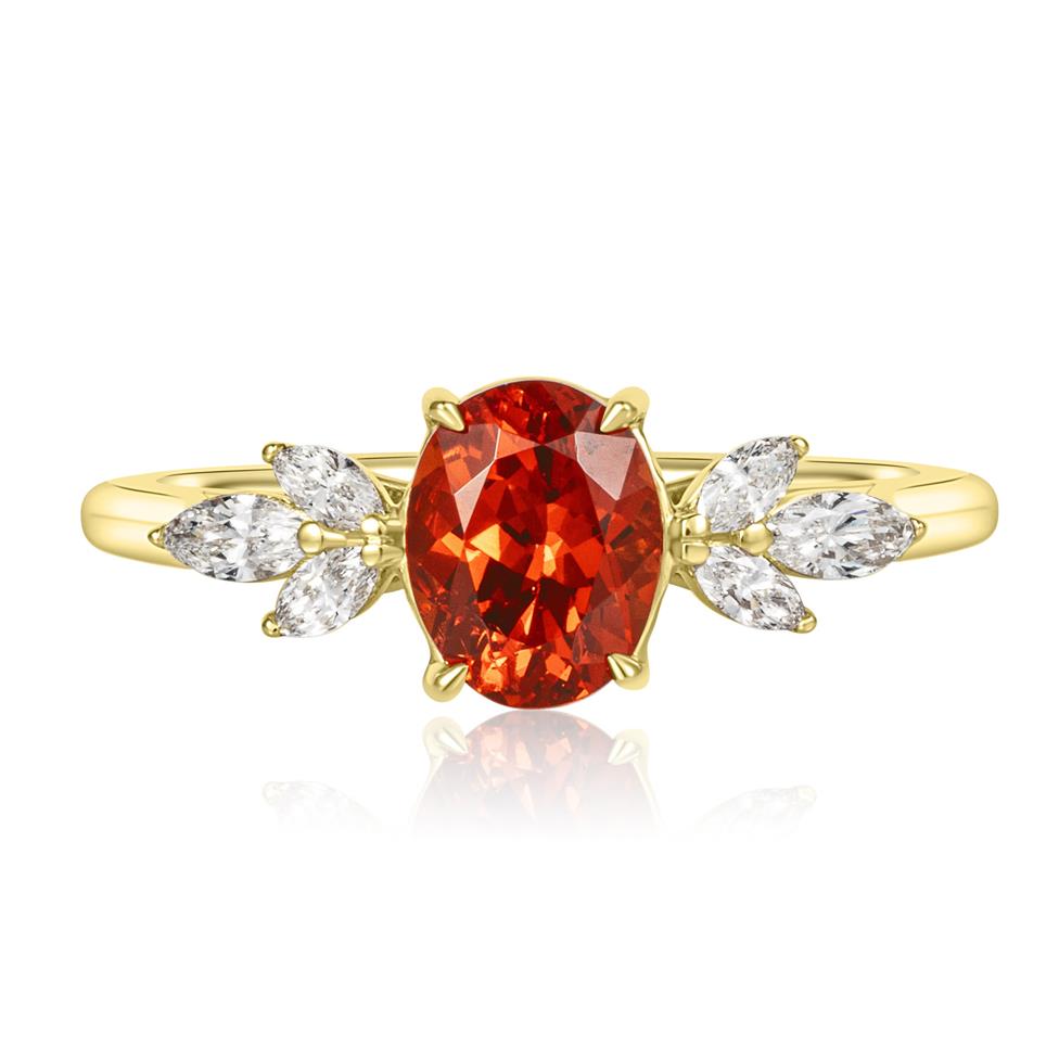 18ct Yellow Gold Mandarin Garnet and Diamond Ring Thumbnail Image 2