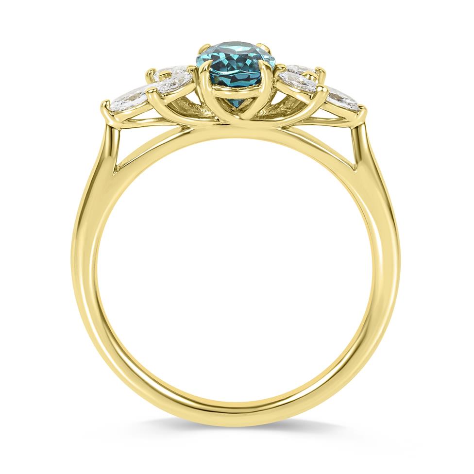 18ct Yellow Gold Blue Tourmaline and Diamond Ring Thumbnail Image 2