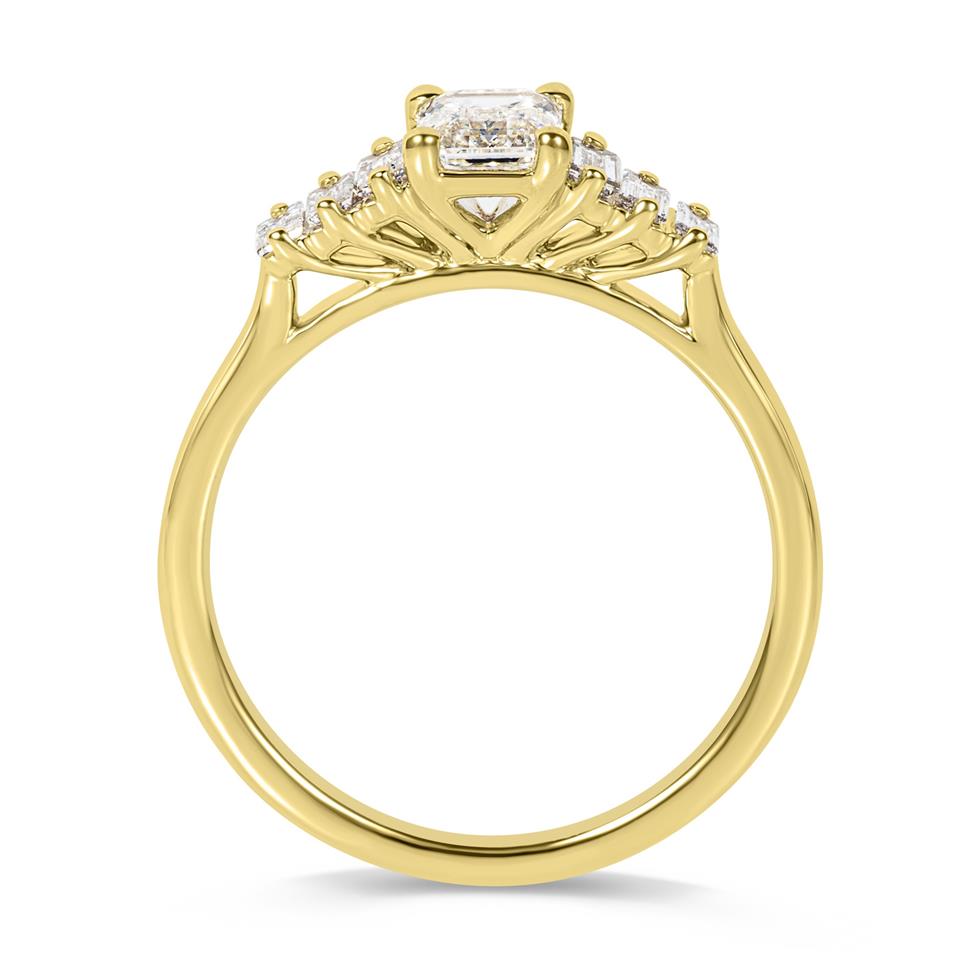18ct Yellow Gold Emerald Cut Diamond Engagement Ring Thumbnail Image 3