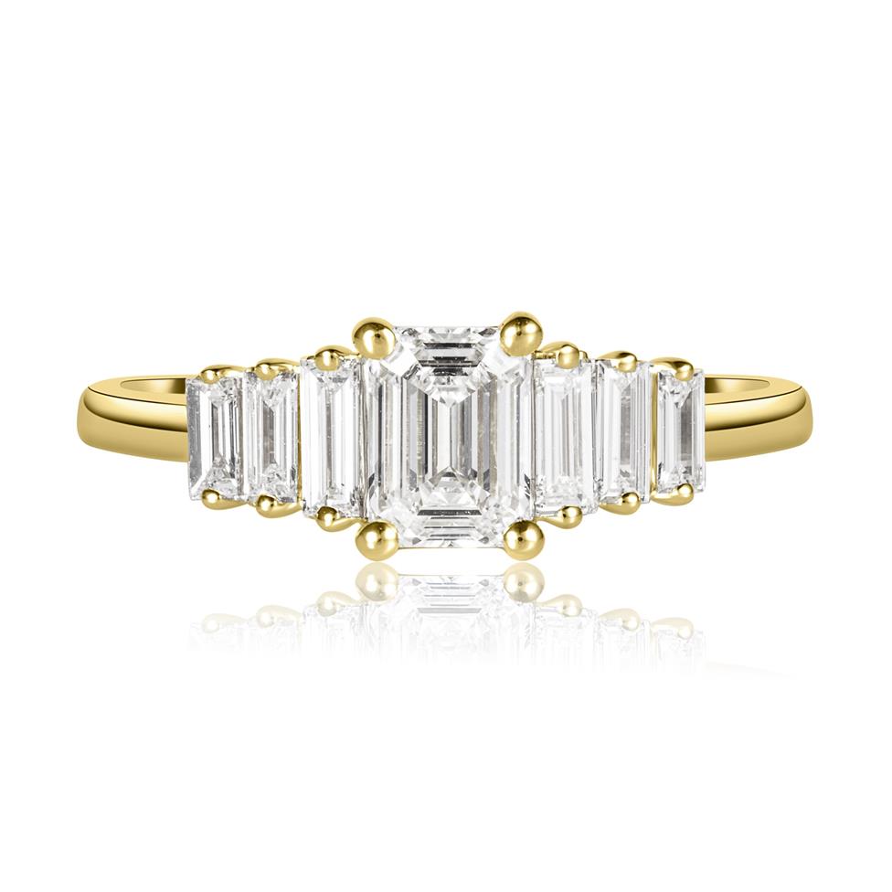 18ct Yellow Gold Emerald Cut Diamond Engagement Ring Thumbnail Image 2