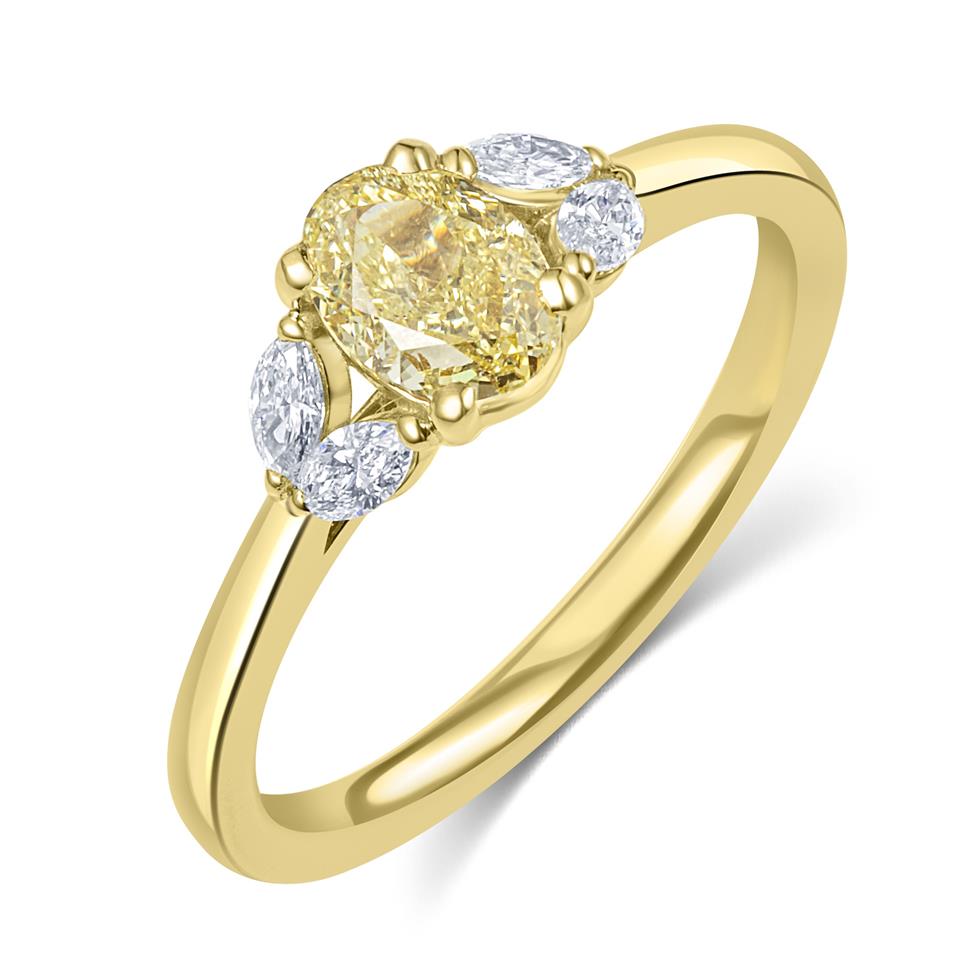 18ct Yellow Gold Oval Yellow Diamond Engagement Ring Thumbnail Image 0