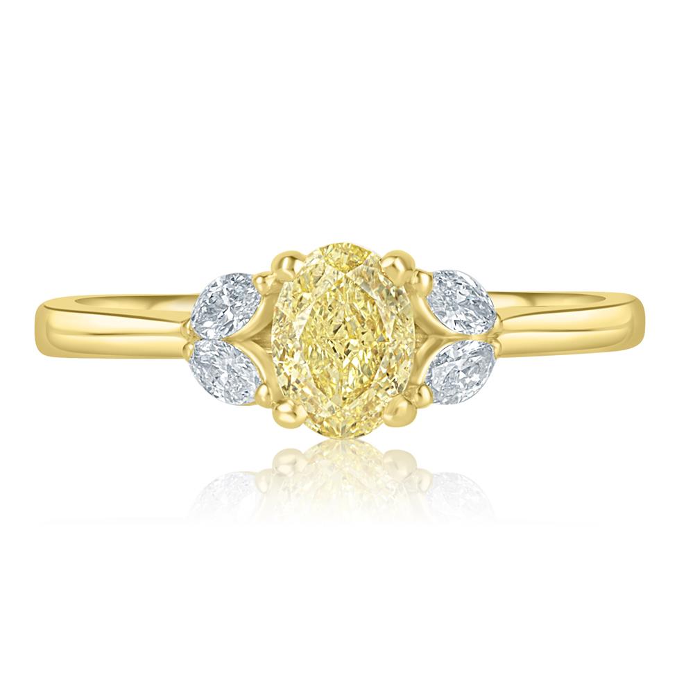18ct Yellow Gold Oval Yellow Diamond Engagement Ring Thumbnail Image 1