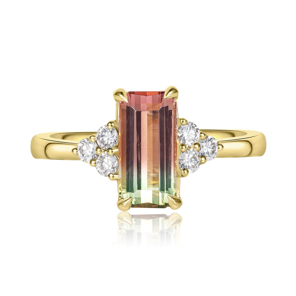 18ct Yellow Gold Watermelon Tourmaline Ring Thumbnail Image 1