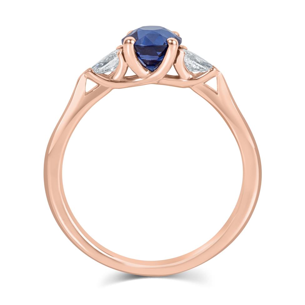 18ct Rose Gold Round Teal Sapphire and Diamond Ring  Thumbnail Image 2