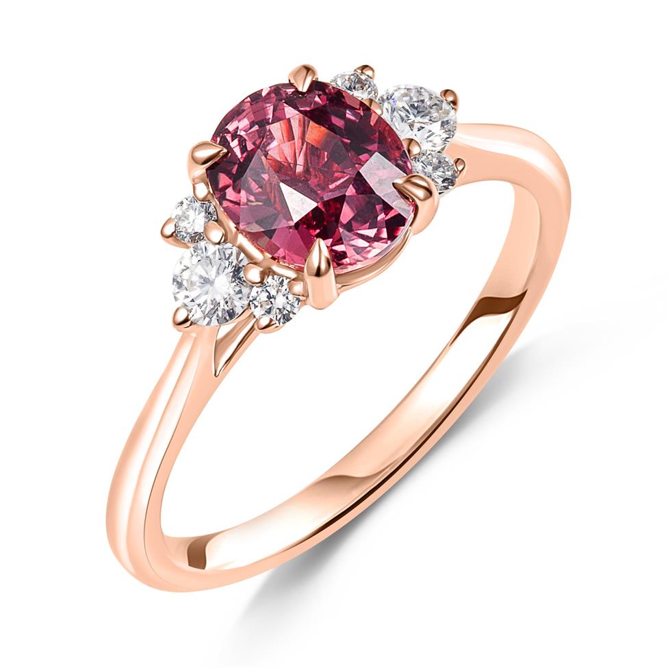 18ct Rose Gold Berry Sapphire and Diamond Ring Thumbnail Image 0