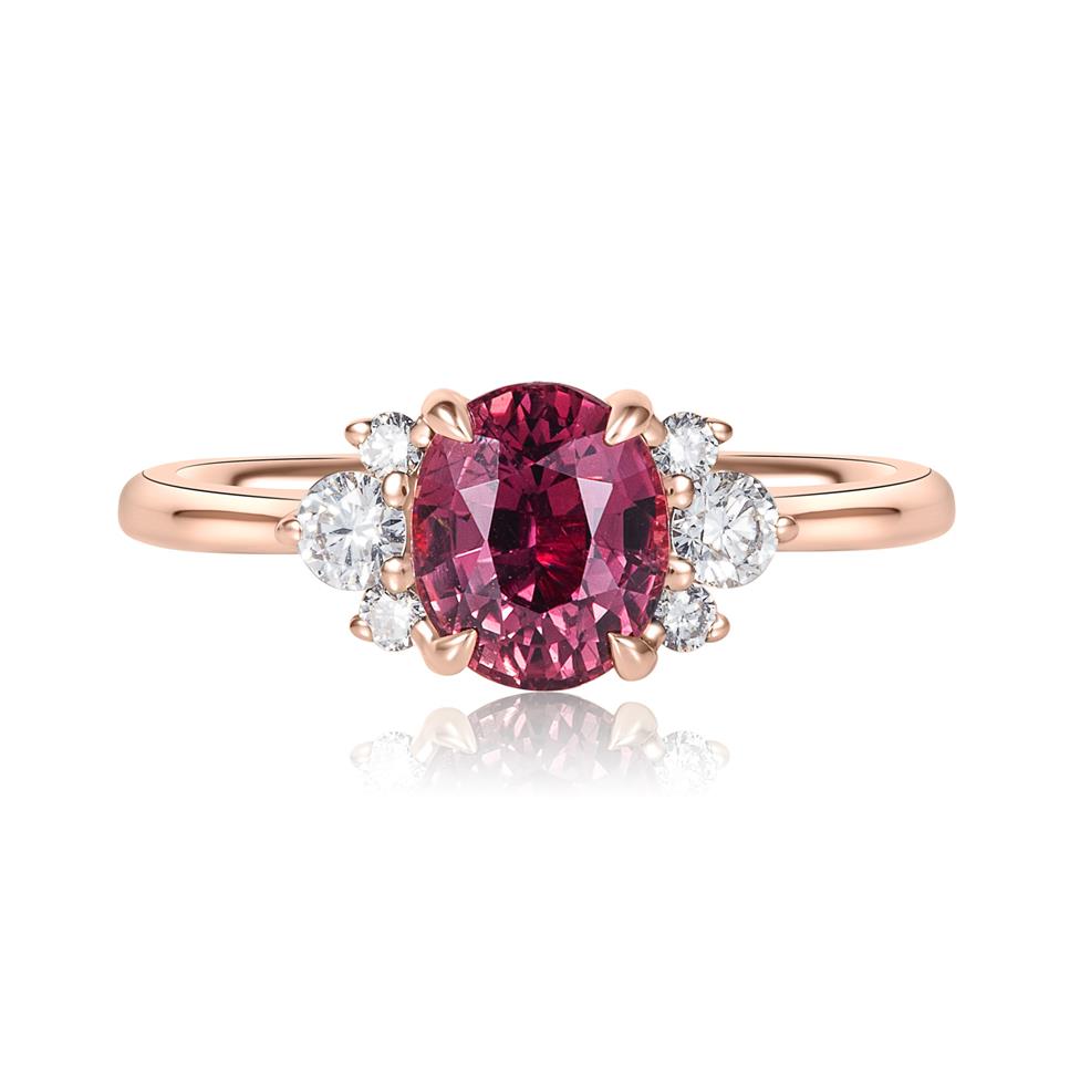 18ct Rose Gold Berry Sapphire and Diamond Ring Thumbnail Image 2