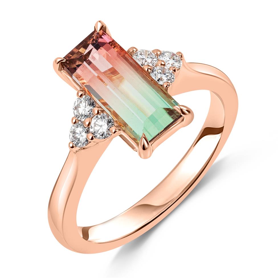 18ct Rose Gold Watermelon Tourmaline Ring Thumbnail Image 0